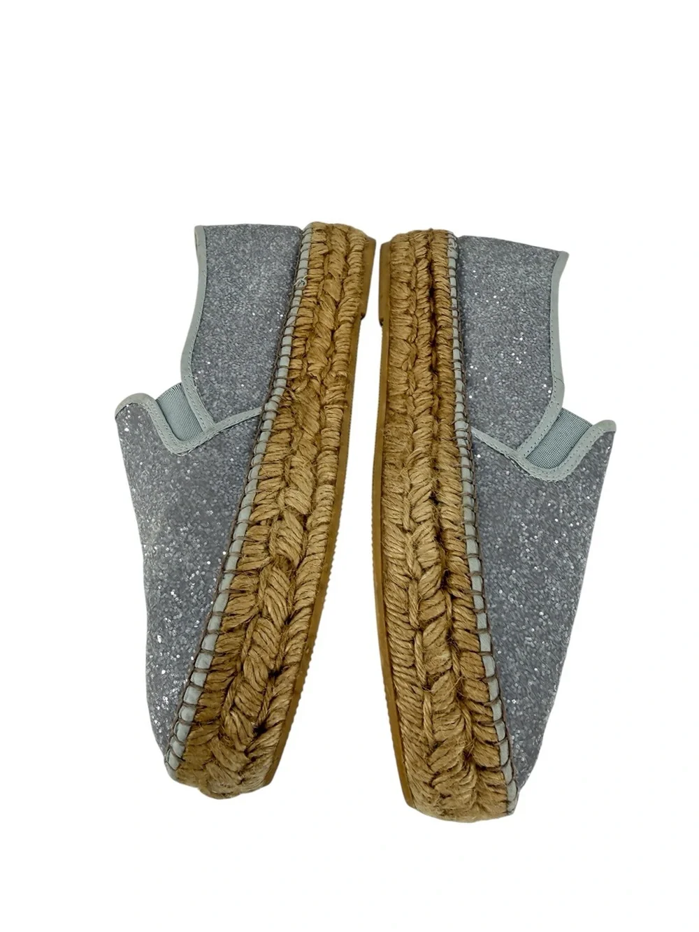 Gaimo Silver Glitter Platform Espadrille Slip On Shoes Made in Spain EU 41 US 10